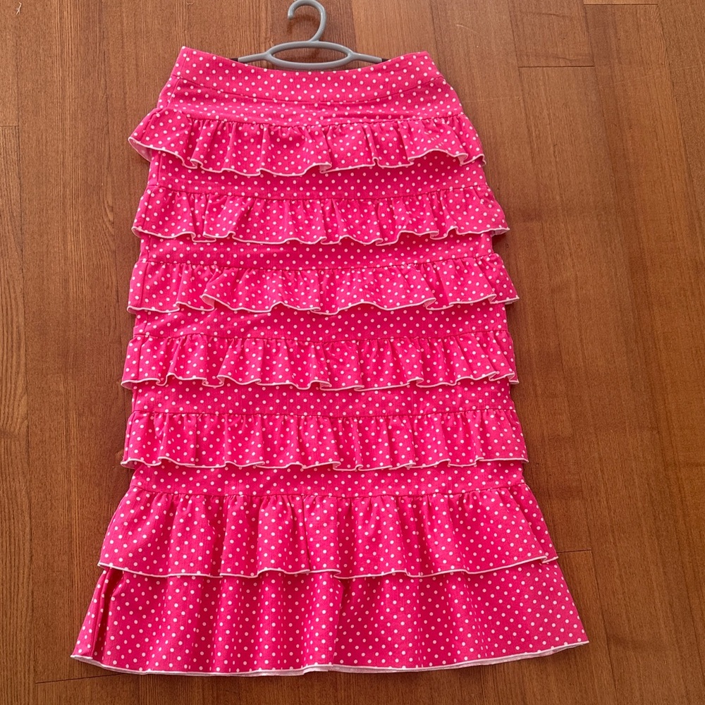 Pink Polka Dot Ruffle Skirt
